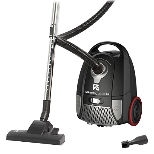Di4 Aspirovac Silence 3.0 - 800W, Ultra Silencioso: 54 (db), Filtro Hepa, Regulador de Potencia Electrónico, Ruedas de Goma, Tubos Telescópicos, Cepillo de Alta Eficiencia, Bolsa de Microfibra