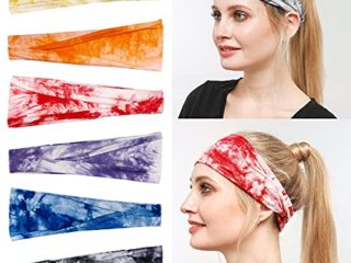 Diademas Mujer, ANGGO 6 Pcs Diadema Deportiva ,Diadema Elástica Antideslizante,Turbantes Diademas de Fitness para Yoga, Corriente, Correr, Senderismo, Ciclismo
