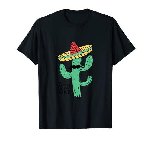 Dibujo de cactus con sombrero mexicano, camiseta Camiseta