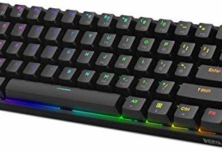 DIERYA DK61E Teclado mecánico para Juegos al 60%, Interruptor óptico Gateron con retroiluminación RGB, Teclado PBT con Cable Impermeable Compacto 61 Teclas Completas programable（Interruptor Azul）