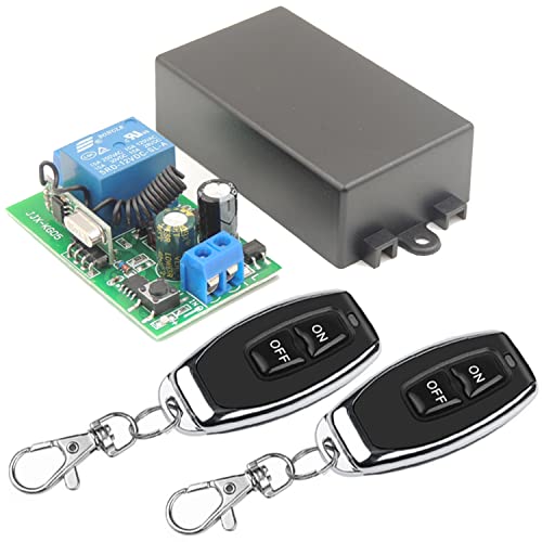DieseRC Interruptor de Relé de Radiofrecuencia, Interruptor de luz de Control Remoto Inalámbrico AC 220V 230V 240V 1500 W 1 Canal 433 Mhz Receptor con 2 Transmisores Lámpara de Encendido Apagado