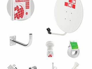 Diesl.com - Kit Antena parabolica de Television satélite Astra Digital - 60cm + LNB Single 4k + Soporte + 20 Metros de Cable + Tacos a Pared + Conectores + 10x Bridas