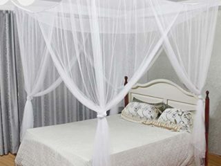 Digead Mosquitera Cama , Universal Mosquitera para Cama - Cama Infantil /Mosquitera Cama Grande , Mosquitera de 4 puertas - Apto para la mayoría de los tipos de cama - Blanco