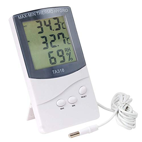 DIGIFLEX Termómetro Digital para Interior y Exterior con 2 Sensores de Alarma para Tiempo y Temperatura - da