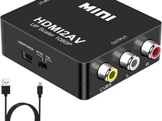 DIGITNOW! HDMI a AV 3 RCA CVBS Compuesto Adaptador Convertidor Conversor de Video y Audio de señal Mini 1080P con Cable de Carga USB ,Compatible para PC/Laptop/Xbox / PS4 / PS3 / TV/VCR Cámara DVD