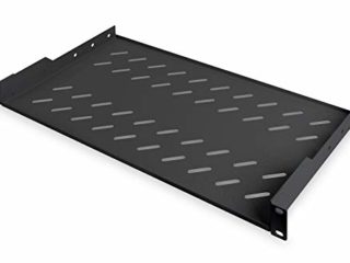 DIGITUS Professional - Estantería para fijación permanente a armarios de 483 mm (19") - DN-19 TRAY-1-SW - Adjunto en frente, carga 15 kg, desde 450 mm profundidad, 1 unidades de altura, color negro