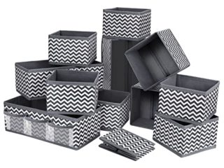 DIMJ Organizador Cajones Juego de 12 Cajas Almacenaje Plegables de Tela Para Guardar Ropa, Cajas Organizadoras de Almacenamiento de Cajones Divisores para Sujetadores, Calcetines, Ropa Interior