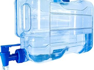 Dispensador de Agua fría para Nevera. Garrafa con Capacidad 5,6 litros. Botella de plástico PETG Reutilizable con Grifo de fácil Uso. Fuente para Agua, Bebidas, cóctel Playa, Camping, Oficina(5,6 L)