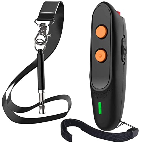 Dispositivo Antiladridos para Perros con Silbato - 16.4 Pies Ultrasonidos para Perros Ahuyentador de Perros - Recargable Detener Ladridos en Interiores y Exteriores - PU30