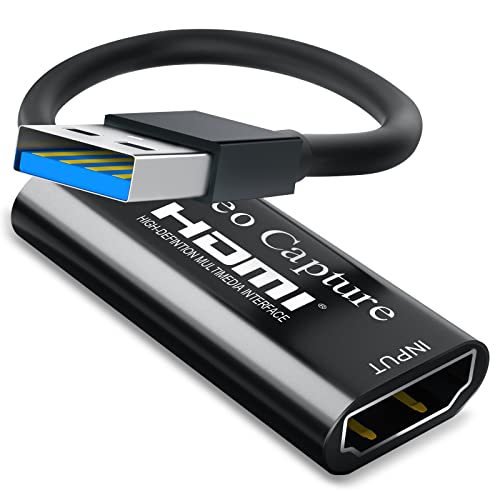 DIWUER Capturadora de Video HDMI, 4K HDMI a USB 3.0 Convertidor Video Audio HDMI Vídeo Game Capture 1080P 60FPS para Edite Video/Juego/Transmisión/Enseñanza en línea