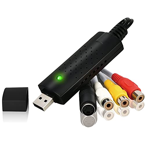 DIWUER Convertidor de Capturadora de Audio Video USB2.0, DVD VHS VCR Grabber Digital Grabador para Windows 7 8 10, VHS a Digital DVD y Edite Video