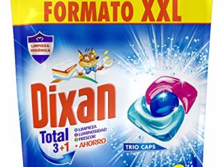 Dixan Total 3+1 Detergente en Cápsulas para Lavadora (60 lavados), jabón para ropa blanca y clara, limpieza, luminosidad y frescor en un único detergente para lavadora