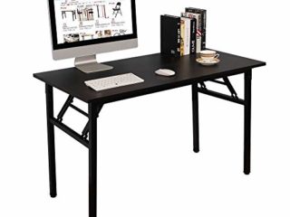 DlandHome Mesa Plegable Mesa de Ordenador 120x40cm Escritorio de Oficina Mesa de Estudio Puesto de Trabajo Mesa Plegable para salón/Comedor,Negro