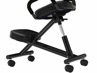 DlandHome Silla Ergonómica de Rodillas con Cojines Gruesos y Cómodos, Asiento en Ángulo para Mejorar Tu Postura, Taburete Ajustable Silla de Oficina, Negro