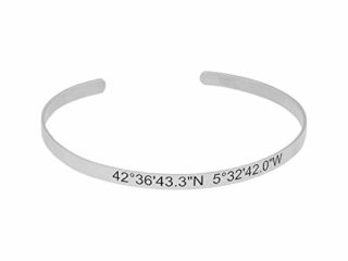 doble aro - Pulsera Brazalete para Hombre y Mujer en Plata de Ley - Pulsera ideal para Grabar y Personalizar Mensajes, nombres, coordenadas - Pulsera de aro Unisex