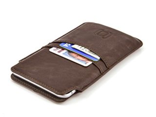Dockem Estuche Cartera para iPhone 12 Pro MAX, 11 Pro MAX, XS MAX, 8/7 Plus, 6/6S Plus - Tarjetero de Piel Sintética Vintage: Funda Delgada Profesional Ejecutiva con 2 Ranuras para Tarjetas, Marrón