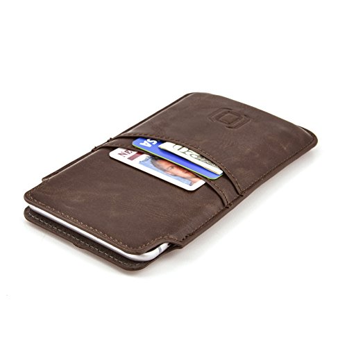 Dockem Estuche Cartera para iPhone 12 Pro MAX, 11 Pro MAX, XS MAX, 8/7 Plus, 6/6S Plus - Tarjetero de Piel Sintética Vintage: Funda Delgada Profesional Ejecutiva con 2 Ranuras para Tarjetas, Marrón