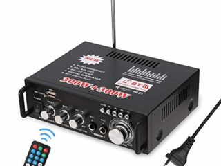Docooler 12 V / 220V Mini Amplificador Audio Bluetooth,HiFi Audio Estéreo Amplificador 2CH Pantalla LCD de Alta fidelidad , BT FM Radio Portátil Auto Home 600 W, Mando a Distancia Audio Amplificador