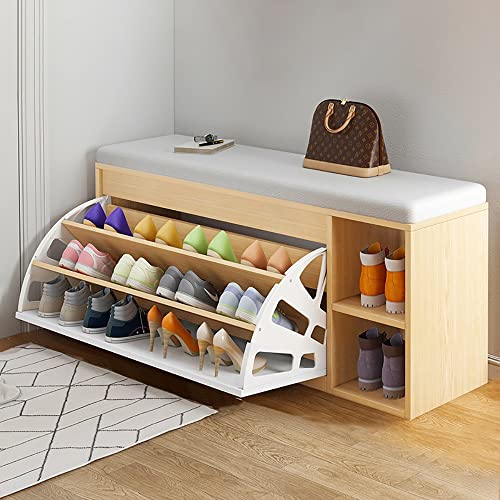 DODOBD Banco Zapatero en Madera Entrada Recibidor, Peque Armario Zapateros con Asientos Acolchado para Entrada Pasillo Sala de Estar Dormitorio,Ahorro Espacio 80x30x50cm Capacidad 150 kg