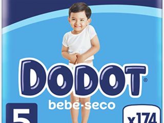 Dodot Pañales Bebé-Seco Talla 5 (11-16 kg), 174 Pañales con Protección Antifugas, Pack Mensual