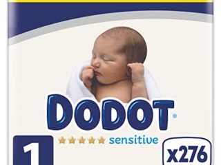 Dodot Pañales Bebé Sensitive Talla 1 (2-5 kg), 276 Pañales, Óptima Protección de la Piel de Dodot, Pack Mensual