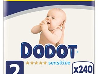 Dodot Pañales Bebé Sensitive Talla 2 (4-8 kg), 240 Pañales, Óptima Protección de la Piel de Dodot, Pack Mensual