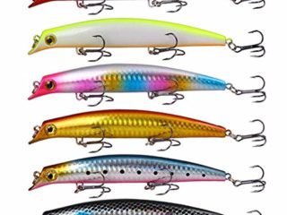 DOITPE Juego de 6 señuelos de pesca de Minnow Crankbaits para pesca con cebo duro para pesca de lubina, trucha y perca (12,5 cm/14 g)
