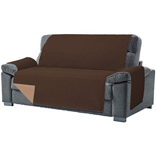 Domum - Funda para Sofa de 4 Plazas y Sillón Reclinable | Fabricado en España | Color Marrón | Cubre Sofá Reversible y Acolchado | Protege del Desgaste Diario y del Paso de Mascotas