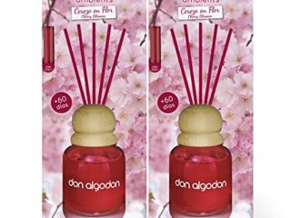 Don Algodon Ambients Ambientador Mikado Flor de Cerezo. Difusor de varillas 0% Alcohol, +60 días duración. (Pack 2 uds. x 60 ml)