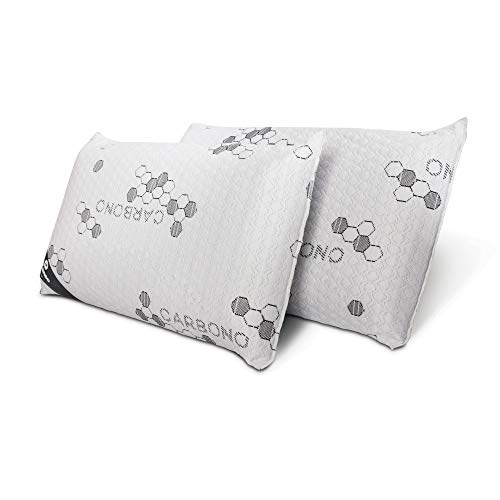 Don Descanso Pack 2 Almohadas Viscoelásticas Carbono con Copos 100% Viscoelásticos, 70cm, Firmeza Media, Ergonómicas, Adaptables a Cabeza y Cuello, Transpirables, Tejido Strech. Fabricadas en España