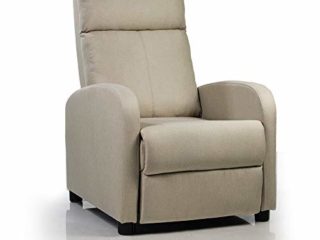 Don Descanso - Sillón Reclinable Tela Verona Beige, Sillón Relax con Reposapiés, Sistema de Apertura Push, Compacto, 2 Posiciones de Tumbada y Posición Cero, Butaca Salón Reclinable hasta 160º