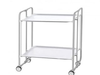 DON HIERRO - Carrito auxiliar con ruedas BAUHAUS, armazón metálico de color gris, 2 bandejas