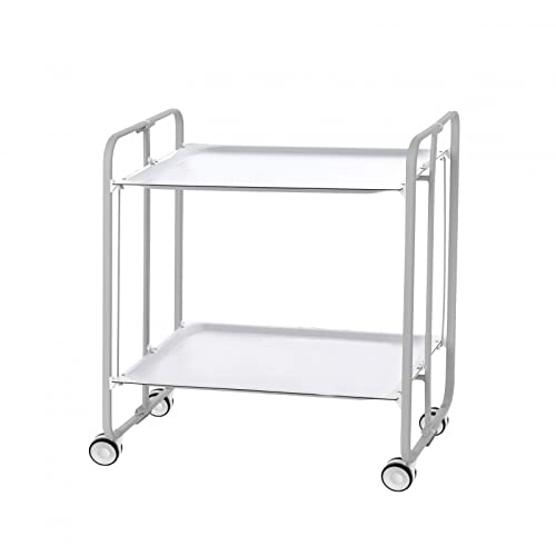 DON HIERRO - Carrito auxiliar con ruedas BAUHAUS, armazón metálico de color gris, 2 bandejas