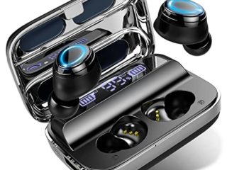 Donerton Auriculares Bluetooth 5.1 Inalámbrico, Auriculares Bluetooth con 140H Caja de Carga, HiFi In-Ear Auriculares con Microfono, Pantalla LCD Inteligente, Puerto de Carga Tipo C, IP7 Impermeable