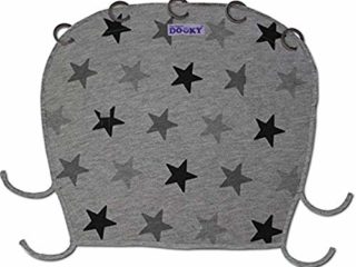 Dooky Universal Cover Grey Stars Protección Solar, Protección Climática Para El Asiento Del Bebé en el Coche y La Silla de Paseo (Protección Uv Spf 40+, Tüv Probado, Ajuste Universal), Gris