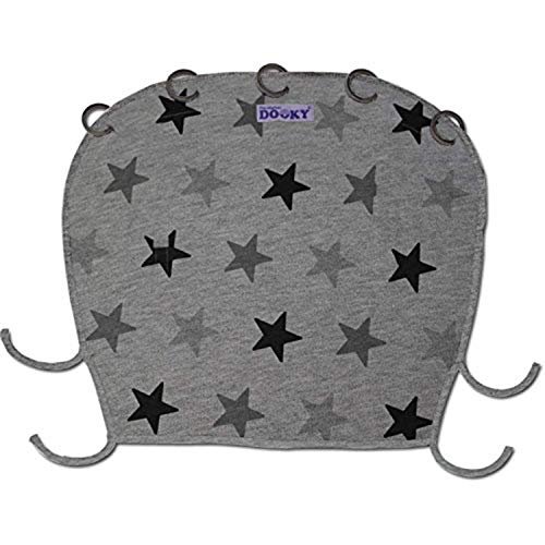 Dooky Universal Cover Grey Stars Protección Solar, Protección Climática Para El Asiento Del Bebé en el Coche y La Silla de Paseo (Protección Uv Spf 40+, Tüv Probado, Ajuste Universal), Gris