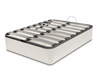 DORMIDAN - Canapé abatible Atica Gran Capacidad Esquinas Redondeada, Tapa somier con Lamas Antihumedad, Tacos antiruido (150 x 190 cm, Blanco)