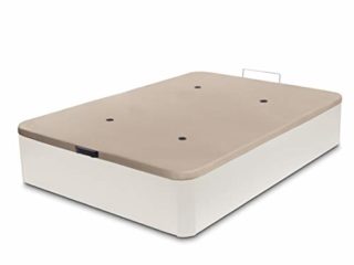 Dormidán - Canapé abatible de Gran Capacidad con Esquinas Redondeadas en Madera, Base tapizada 3D Transpirable + 4 válvulas aireación 150x190cm Color Blanco