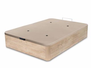 Dormidán - Canapé abatible de Gran Capacidad con Esquinas Redondeadas en Madera, Base tapizada 3D Transpirable + 4 válvulas aireación 135x190cm Color Roble