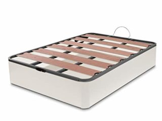 Dormidán - Canapé abatible Oferta, Gran Capacidad Esquinas Redondeada, Tapa somier con Lamas vaporizadas y Tacos de Polietileno (135x180cm, Blanco)