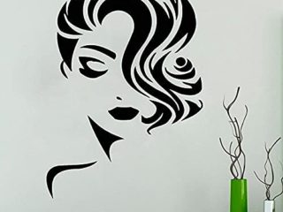 DOUMAISHOP Mujer Cara Salón Ventana Pegatina Elegancia Señora Salón De Belleza Pegatina Vinilo Rollo Peluquería Peinado Decoración Sl35