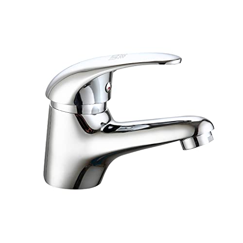 DP Grifería - Grifo monomando de lavabo, color plateado, serie Naranjo