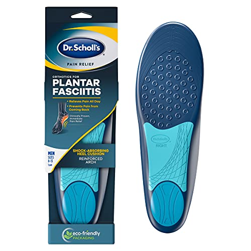 Dr. Scholl's 011017569671 Plantillas ortopédicas para alivio del dolor para fascitis plantar para hombres, 1 par, talla 8-13