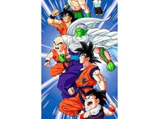 Dragon Ball Z Team Junior Krillin Goku - Serviette de Plage 140 x 70 Centimetros - 100% Coton - Grande Serviette