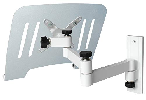 Drall Soporte de Montaje en Pared para computadora portátil (Aprobado por TÜV SÜD) Blanco con Adaptador de portátil Bandeja de Placa Plata Modelo: L52W-IP3S