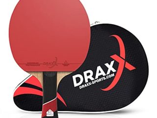 DRAXX Pala de Ping Pong con Fibra de Carbono | 5 estrellas | Esponja 2 mm | PRO CARBON | Premium Goma Ofensiva | Para jugadores Profesionales - protectora reforzada - raqueta para el juego avanzado