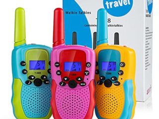 Dreamhigh 3 pcs Walkie Talkie Niños, Distancia de Transmisión de 3 KM/8 Canales/Linterna Incorporada, Larga Distancia Función VOX con LCD retroiluminada - Juguetes & Regalos