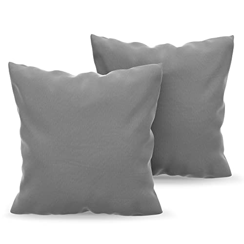 Dreamzie Fundas de Almohada (Juego de 2) - para Las Almohadas 60 x 60 cm, Gris Antracita, Microfibra (100% Poliéster) - Fundas de Cojines de Calidad con una Suavidad Incomparable