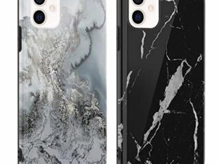 DREKEMU 2 Fundas para iPhone 11 Funda Mármol, Carcasa Silicona Suave TPU Gel Cover Fina y Ligera, 2 Paquetes Case Patrón de Mármol para iPhone 11 6,1", Negro y Gris