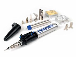 Dremel Versatip 2000 - Pirograbador a gas butano con 6 puntas para soldadura, pirografo, fusión, corte en caliente, compresión (duración de encendido máximo 90 min), Color Negro, Gris